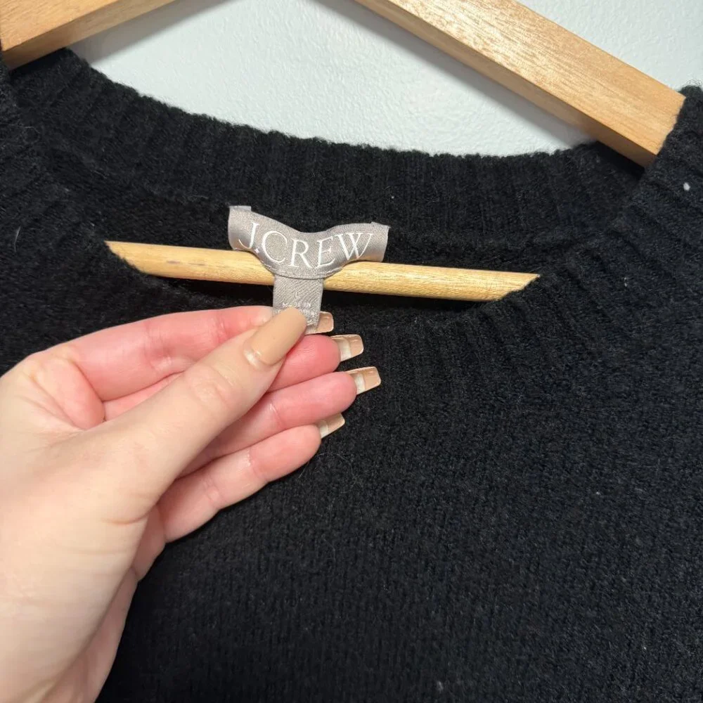 J Crew Black Wool & Alpaca Crew Neck Sweater Large